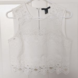 Forever 21 White Lace Crop Top